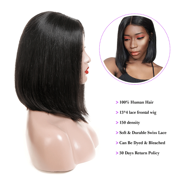 Human Hair Front Lace Bob Wigs 13X4 Lace Short Bob Wigs 150Remy