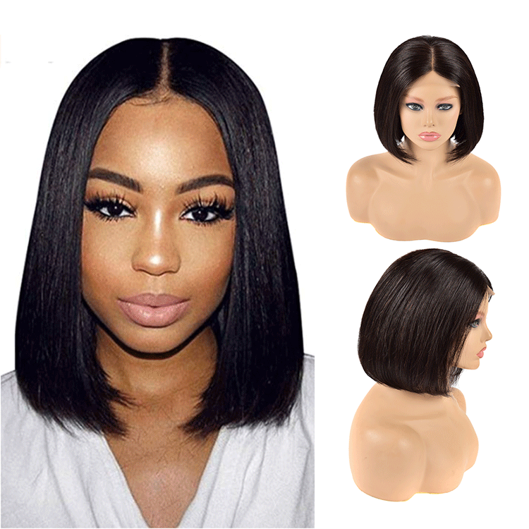Human Hair Front Lace Bob Wigs 13X4 Lace Short Bob Wigs 150Remy