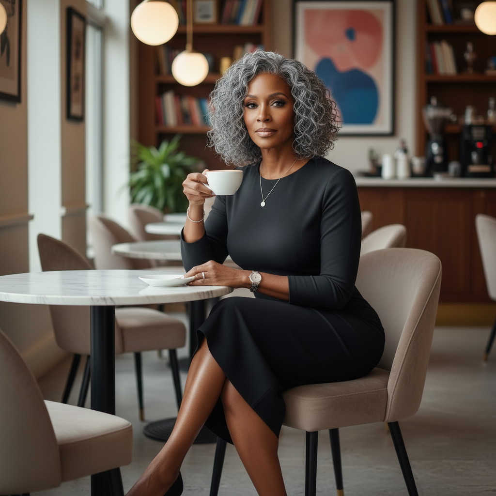 Gray Tight Wave Wig - Shorter - Black Woman Café